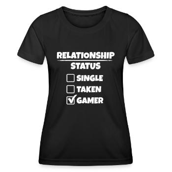 Célibataire Taken Gamer Drôle Relation Statut - T-shirt sport Femme - noir - Devant - AI Model Female 172 light (172cm)
