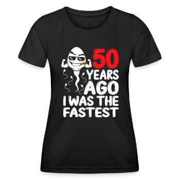 50e anniversaire robe Gag il y a 50 ans - T-shirt sport Femme - noir - Devant - AI Model Female 172 light (172cm)
