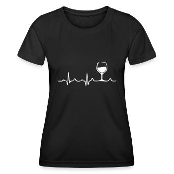 Herzschlag-Weinglas, lustige Weinliebhaber-Verkostung - Frauen Funktions-T-Shirt - Schwarz - Vorne - AI Model Female 172 light (172cm)