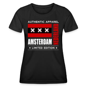 Amsterdam - Frauen Funktions-T-Shirt - Schwarz - Vorne - AI Model Female 172 light (172cm)