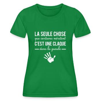 Certains méritent une claque dans la gueule humour - T-shirt sport Femme - vert - Devant - AI Model Female 172 dark (172cm)