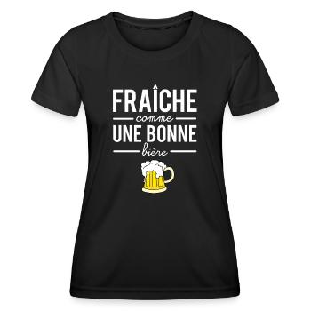 Fraîche comme une bonne bière alcool humour - T-shirt sport Femme - noir - Devant - AI Model Female 172 light (172cm)