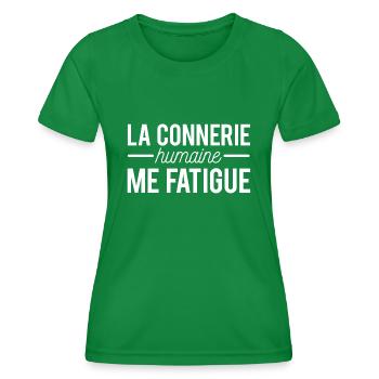 La connerie humaine me fatigue marre des bêtises - T-shirt sport Femme - vert - Devant - AI Model Female 172 dark (172cm)