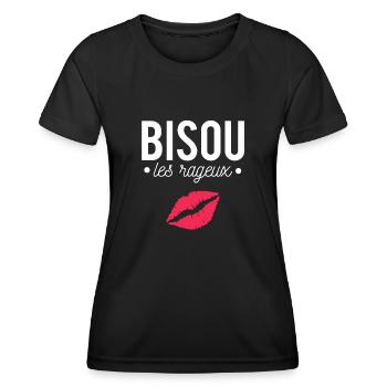 Bisou les rageux humour - T-shirt sport Femme - noir - Devant - AI Model Female 172 light (172cm)
