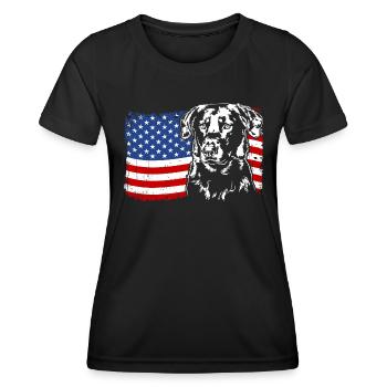 BEAUCERON Amérique Flag Dogs Wilsigns - T-shirt sport Femme - noir - Devant - AI Model Female 172 light (172cm)