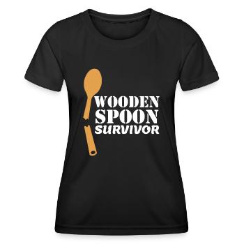 Homme Cuillère en bois Survivor idée italienne - T-shirt sport Femme - noir - Devant - AI Model Female 172 light (172cm)
