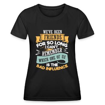 Neuheit seit langem Freunde introvertiertes Wortspiel Geschenk - Frauen Funktions-T-Shirt - Schwarz - Vorne - AI Model Female 172 light (172cm)