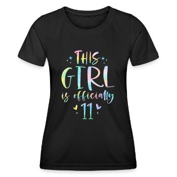 Cette fille a officiellement 11 ans onze ans 11ème - T-shirt sport Femme - noir - Devant - AI Model Female 172 light (172cm)