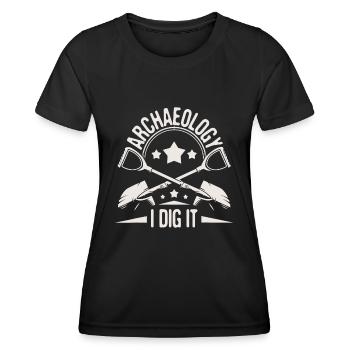 Archéologie Je le creuse - Archéologue Archéologue - T-shirt sport Femme - noir - Devant - AI Model Female 172 light (172cm)