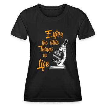 Biologe Mikroskop Labor - Biologie Wortspiel - Frauen Funktions-T-Shirt - Schwarz - Vorne - AI Model Female 172 light (172cm)