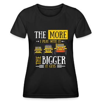 Plus je joue avec, plus il grossit - T-shirt sport Femme - noir - Devant - AI Model Female 172 light (172cm)