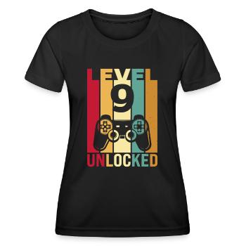 Dix 9 ans 9 anniversaire garçon fils drôle joueur 9ème ans - T-shirt sport Femme - noir - Devant - AI Model Female 172 light (172cm)