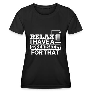 Entspann dich, ich habe eine Tabelle dafür - Frauen Funktions-T-Shirt - Schwarz - Vorne - AI Model Female 172 light (172cm)