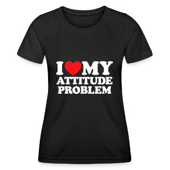 J’aime mon problème d’attitude - T-shirt sport Femme - noir - Devant - AI Model Female 172 light (172cm)
