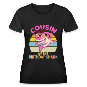 Cousin der Hai-Geburtstagsmädchen Passende Familie - Frauen Funktions-T-Shirt - Schwarz - Vorne - AI Model Female 172 light (172cm)