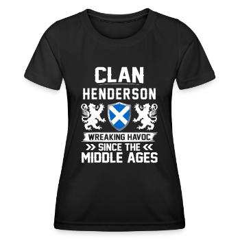 Clan HENDERSON famille écossaise Écosse - T-shirt sport Femme - noir - Devant - AI Model Female 172 light (172cm)