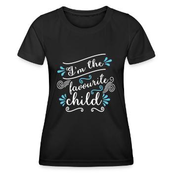 Ich bin das Lieblingskind Lustiger Witz Familie Matching - Frauen Funktions-T-Shirt - Schwarz - Vorne - AI Model Female 172 light (172cm)