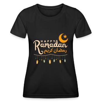 Froher Ramadan - Arabische Kalligraphie Ramadan Kareem - Frauen Funktions-T-Shirt - Schwarz - Vorne - AI Model Female 172 light (172cm)