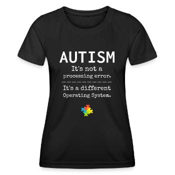 Sensibilisation à l’autisme: c’est un système d’exploitation différent - T-shirt sport Femme - noir - Devant - AI Model Female 172 light (172cm)