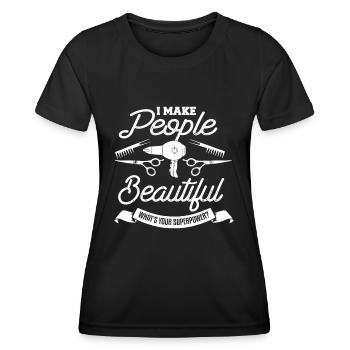 Lustiger Friseur, Humor Friseur Friseur - Frauen Funktions-T-Shirt - Schwarz - Vorne - AI Model Female 172 light (172cm)