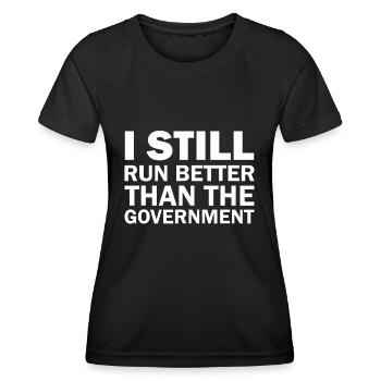 Ich laufe immer noch besser als die Regierung - Frauen Funktions-T-Shirt - Schwarz - Vorne - AI Model Female 172 light (172cm)