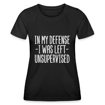 Pour ma défense, j’ai été laissé sans surveillance - T-shirt sport Femme - noir - Devant - AI Model Female 172 light (172cm)