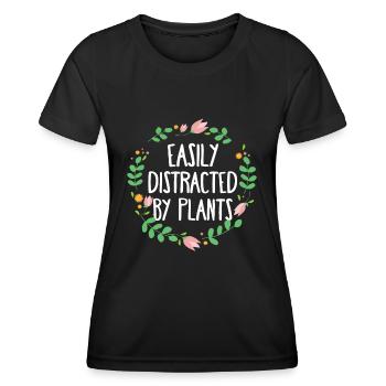 Mignon facilement distrait par les plantes Cadeau de jardinage - T-shirt sport Femme - noir - Devant - AI Model Female 172 light (172cm)