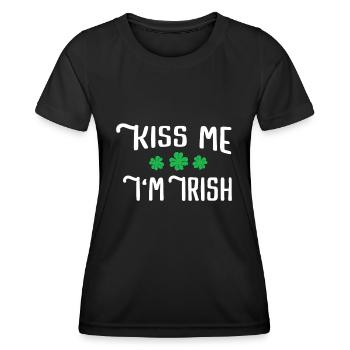 Küss mich, ich bin irisch, lustig, St. Patrick's Day - Frauen Funktions-T-Shirt - Schwarz - Vorne - AI Model Female 172 light (172cm)