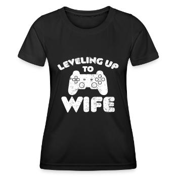 Promu au rang de joueur de femme au niveau supérieur au rang d’épouse - T-shirt sport Femme - noir - Devant - AI Model Female 172 light (172cm)
