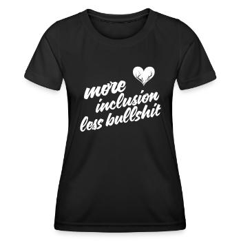 Plus d’inclusion, moins de conneries - T-shirt sport Femme - noir - Devant - AI Model Female 172 light (172cm)