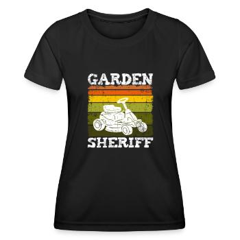 Cadeau de tonte de pelouse de tondeuse à gazon de shérif de jardin - T-shirt sport Femme - noir - Devant - AI Model Female 172 light (172cm)