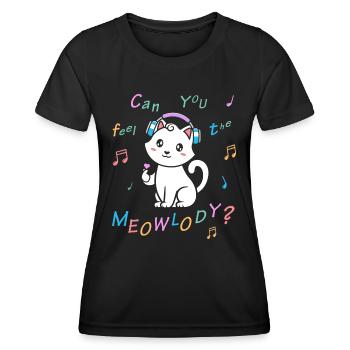 Kawaii Cat Meolwody Music - Women's Functional T-Shirt - black - Front - AI Model Female 172 light (172cm)
