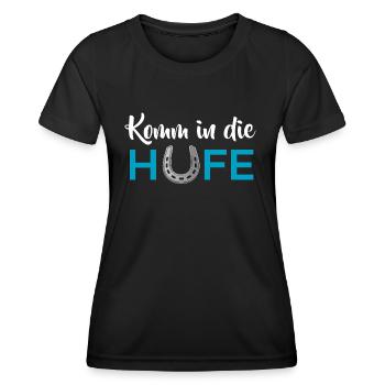 Komm in die Hufe - Frauen Funktions-T-Shirt - Schwarz - Vorne - AI Model Female 172 light (172cm)