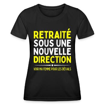 Retraité Cadeau Retraite Homme Pot De Depart Drole - T-shirt sport Femme - noir - Devant - AI Model Female 172 light (172cm)