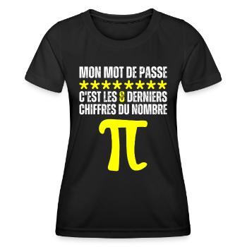Mot De Passe 8 Derniers Chiffres Pi Nombre Maths - T-shirt sport Femme - noir - Devant - AI Model Female 172 light (172cm)