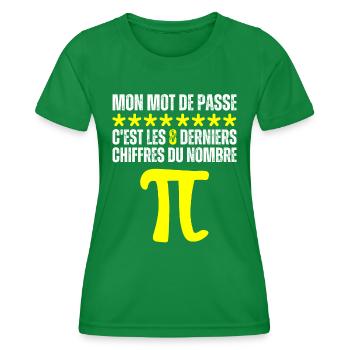 Mot De Passe 8 Derniers Chiffres Pi Nombre Maths - T-shirt sport Femme - vert - Devant - AI Model Female 172 dark (172cm)