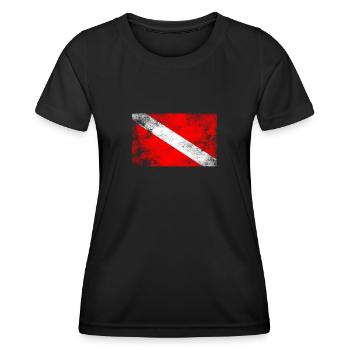Taucher Flagge Unterwasser Tauchen Geschenk - Frauen Funktions-T-Shirt - Schwarz - Vorne - AI Model Female 172 light (172cm)