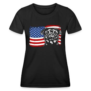 Brussels Griffon Amerika Fahne Hunde Wilsigns - Frauen Funktions-T-Shirt - Schwarz - Vorne - AI Model Female 172 light (172cm)