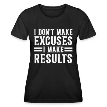 Pas D'Excuses Des Résultats - Citation Inspirante - T-shirt sport Femme - noir - Devant - AI Model Female 172 light (172cm)