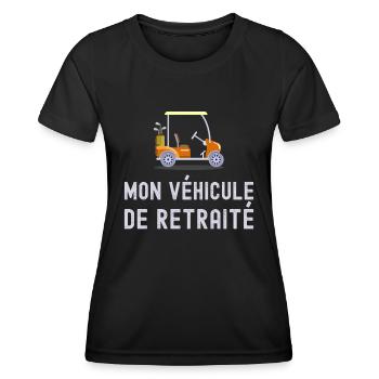 Véhicule Retraité Golfeur Cadeau Retraite Golf Fun - T-shirt sport Femme - noir - Devant - AI Model Female 172 light (172cm)