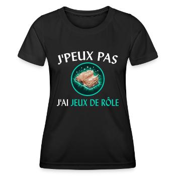 J'Peux Pas J'ai Jeux de Rôle Cadeau Joueur JDR Fun - T-shirt sport Femme - noir - Devant - AI Model Female 172 light (172cm)