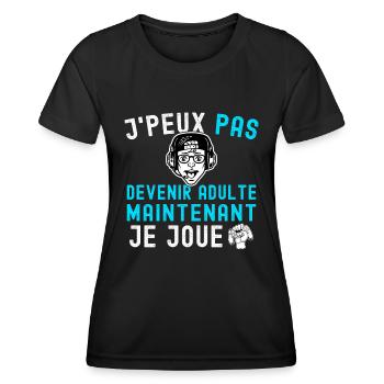 J'peux pas devenir adulte - Cadeau Gamer Humour - T-shirt sport Femme - noir - Devant - AI Model Female 172 light (172cm)