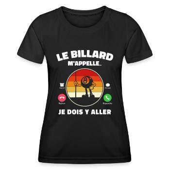 Billard m'appelle - Cadeau Humour Retro Vintage - T-shirt sport Femme - noir - Devant - AI Model Female 172 light (172cm)