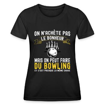 On n'achète pas le Bonheur - Cadeau Bowling Humour - T-shirt sport Femme - noir - Devant - AI Model Female 172 light (172cm)