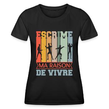 Escrime Raison Vivre Humour Escrimeur Vintage Fan - T-shirt sport Femme - noir - Devant - AI Model Female 172 light (172cm)
