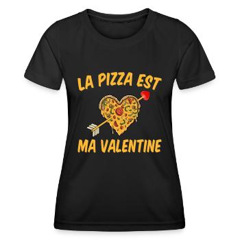 Pizza Est Ma Valentine Cadeau St Valentin Humour - T-shirt sport Femme - noir - Devant - AI Model Female 172 light (172cm)