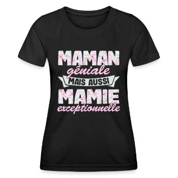 Maman géniale Mamie Exceptionnelle Fête des Mères - T-shirt sport Femme - noir - Devant - AI Model Female 172 light (172cm)