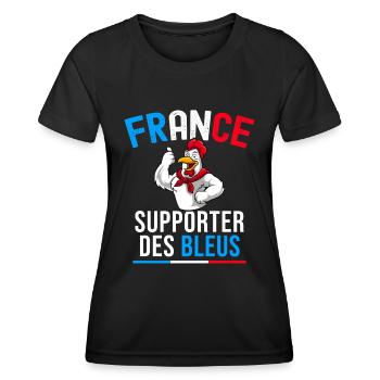 J'Peux Pas Supporter Bleus Fan Foot France Maillot - T-shirt sport Femme - noir - Devant - AI Model Female 172 light (172cm)
