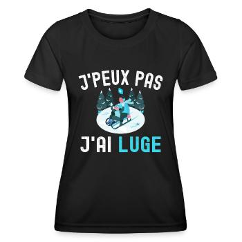 J'Peux Pas J'ai Luge Cadeau Lugeur Humour Enfant - T-shirt sport Femme - noir - Devant - AI Model Female 172 light (172cm)