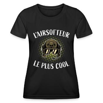 Airsofteur le Plus Cool Tee Shirt Airsoft Softair - T-shirt sport Femme - noir - Devant - AI Model Female 172 light (172cm)